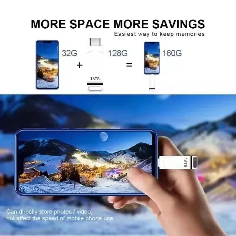 16TB USB 3.2 Flash Drives High Speed Transfer Metal Pendrive Memory Card Pendrive Flash Disk Memoria Waterproof Stick 2026 New