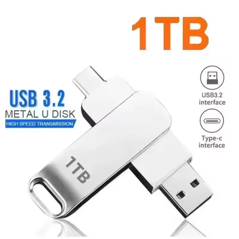 16TB USB 3.2 Flash Drives High Speed Transfer Metal Pendrive Memory Card Pendrive Flash Disk Memoria Waterproof Stick 2026 New