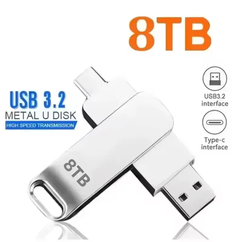 16TB USB 3.2 Flash Drives High Speed Transfer Metal Pendrive Memory Card Pendrive Flash Disk Memoria Waterproof Stick 2026 New