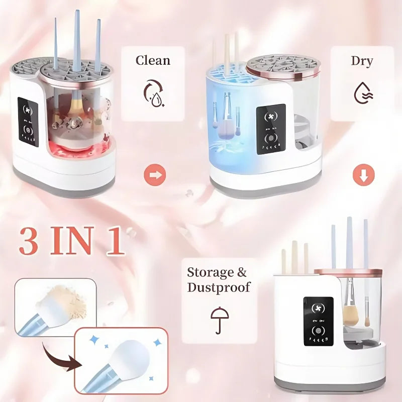 Electric  3 IN 1 Makeup Brush Cleaneing Machine Makeup Brush Dryer Portable Automatic USB Cosmetic Brushes Cleaner Tool