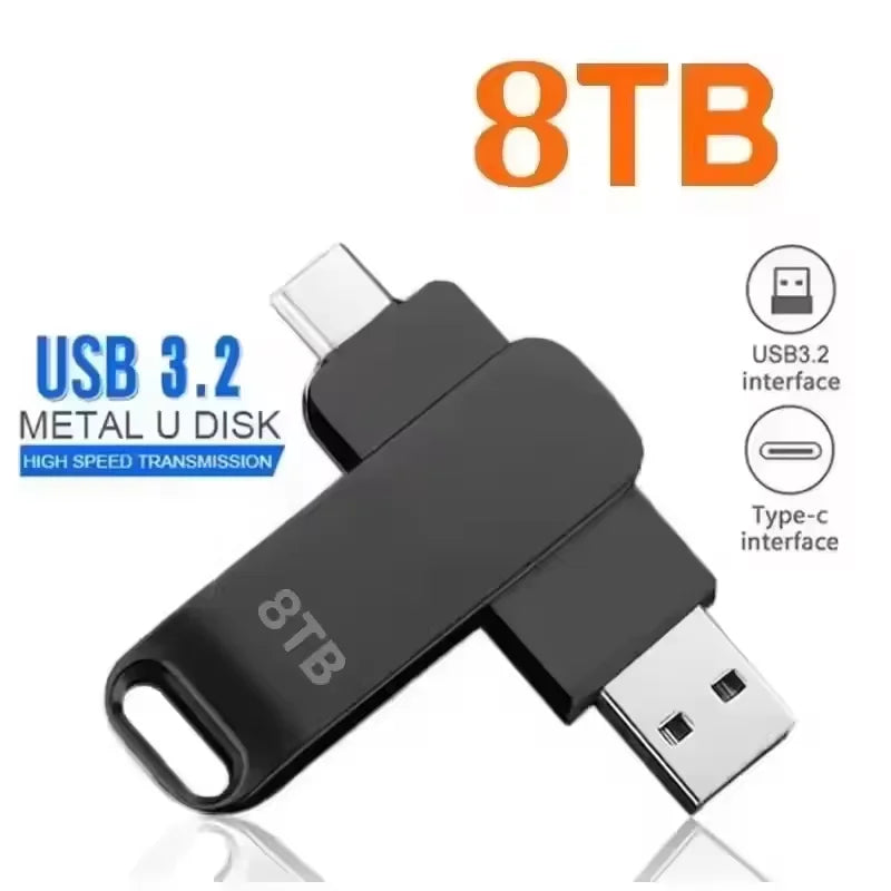 16TB USB 3.2 Flash Drives High Speed Transfer Metal Pendrive Memory Card Pendrive Flash Disk Memoria Waterproof Stick 2026 New