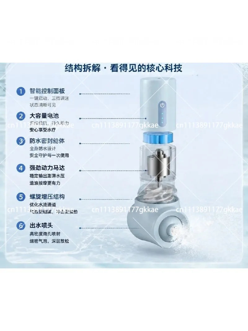 Portable Bathtub Bubble Massager Cordless Hydrotherapy Spa Jet 3 Speed Adjustable Dual Mode Waterproof Bath